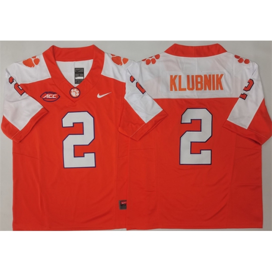 Men's Clemson Tigers #2 Cade Klubnik Orange White F.U.S.E. Stitched Football Jersey - Ujersey