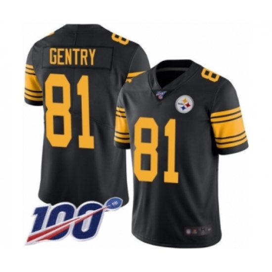 Men's Pittsburgh Steelers #81 Zach Gentry Limited Black Rush Vapor Untouchable 100th Season Football Jersey - Ujersey