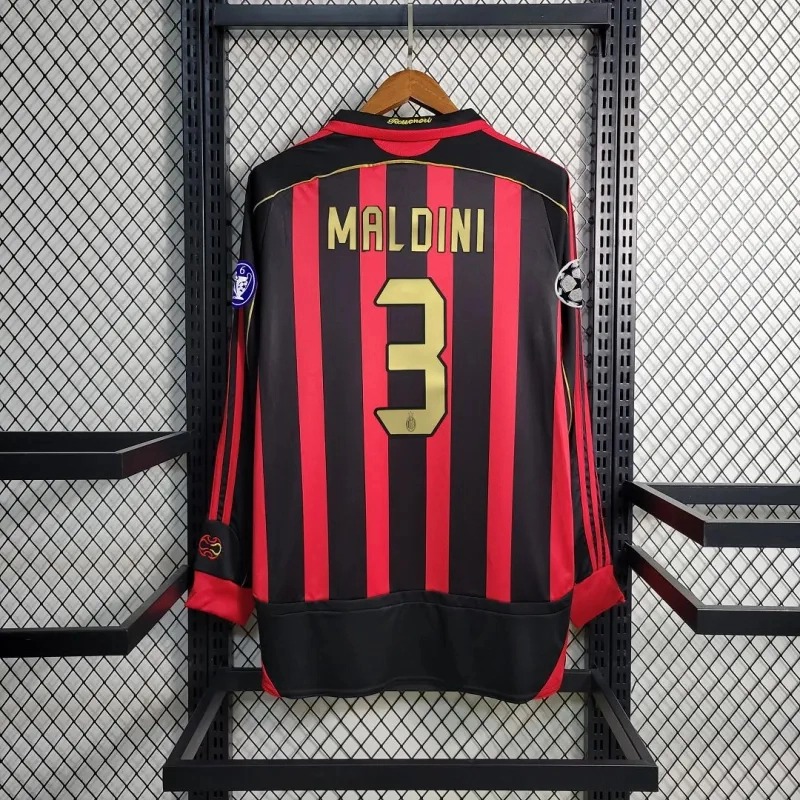 AC Milan Retro Soccer Jersey Home Long Sleeve Custom Shirt 2006/07 - ujerseystore