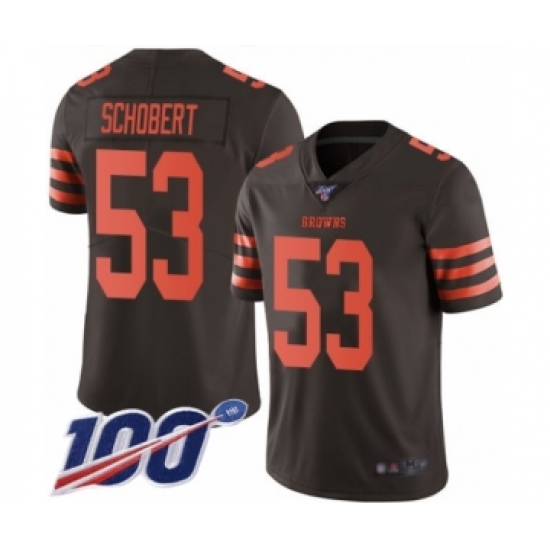 Men's Cleveland Browns #53 Joe Schobert Limited Brown Rush Vapor Untouchable 100th Season Football Jersey - Ujersey