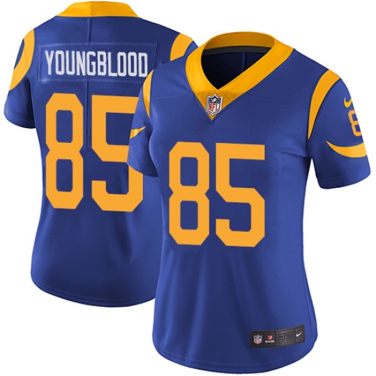 Women's Nike Los Angeles Rams #85 Jack Youngblood Elite Royal Blue Alternate NFL Jersey - Ujersey