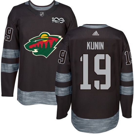 Men's Adidas Minnesota Wild #19 Luke Kunin Authentic Black 1917-2017 100th Anniversary NHL Jersey - Ujersey