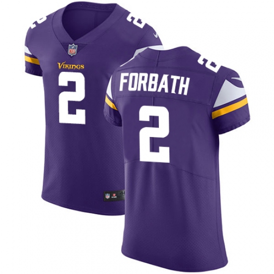 Men's Nike Minnesota Vikings #2 Kai Forbath Purple Team Color Vapor Untouchable Elite Player NFL Jersey - Ujersey