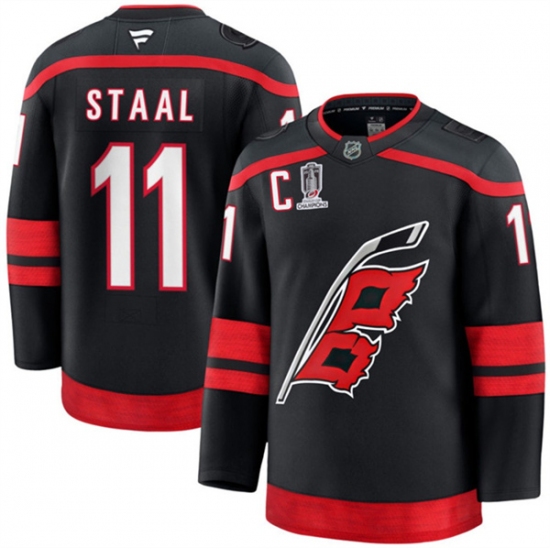 Men's Carolina Hurricanes #11 Jordan Staal Black 2026 Stanley Cup Champions And C Home Stitched Hockey Jersey - Ujersey