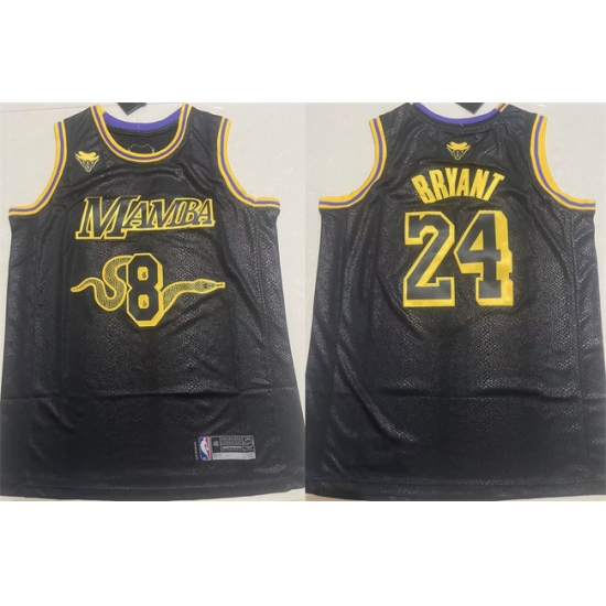 Men's Los Angeles Lakers Front #8 Back #24 Kobe Bryant Black Stitched Basketball Jersey - Ujersey