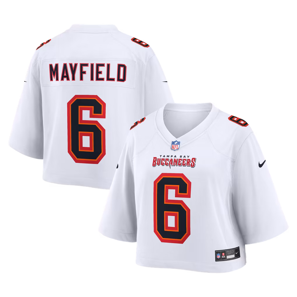 Women's Tampa Bay Buccaneers Baker Mayfield Nike White Cropped Fashion Game Jersey - U-jersey