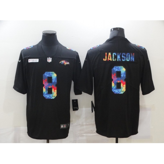 Men's Baltimore Ravens #8 Lamar Jackson Rainbow Version Nike Limited Jersey - Ujersey