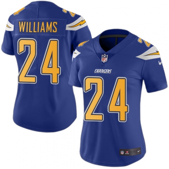 Women's Nike Los Angeles Chargers #24 Trevor Williams Limited Electric Blue Rush Vapor Untouchable NFL Jersey - Ujersey