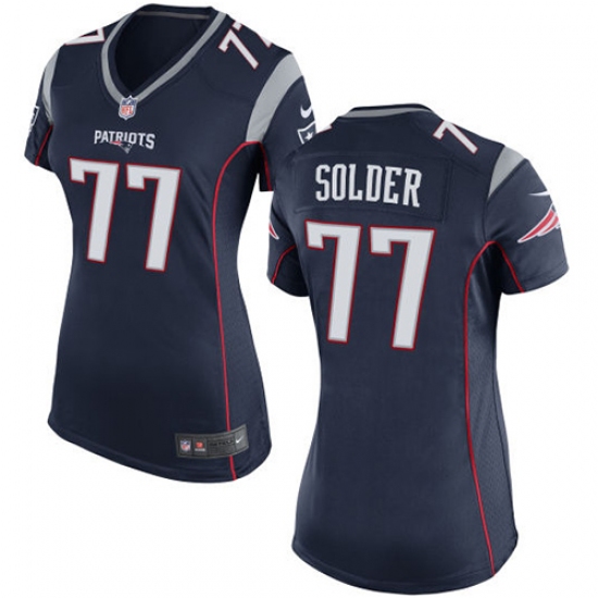 Women's Nike New England Patriots #77 Nate Solder Game Navy Blue Team Color NFL Jersey - Ujersey