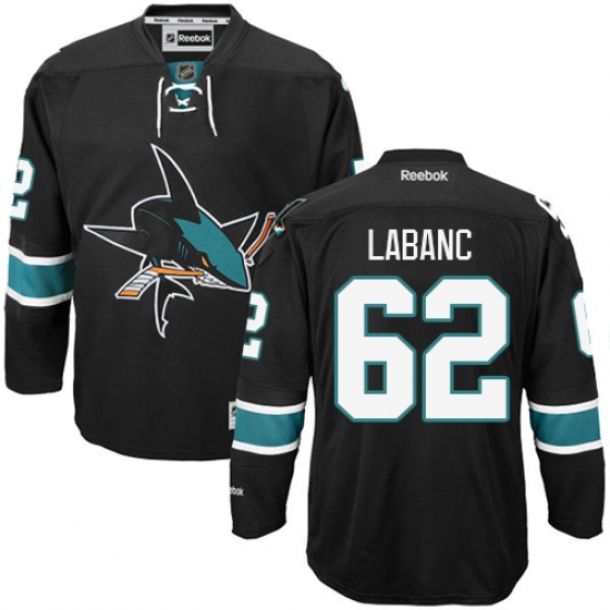Men's Reebok San Jose Sharks #62 Kevin Labanc Premier Black Third NHL Jersey - Ujersey