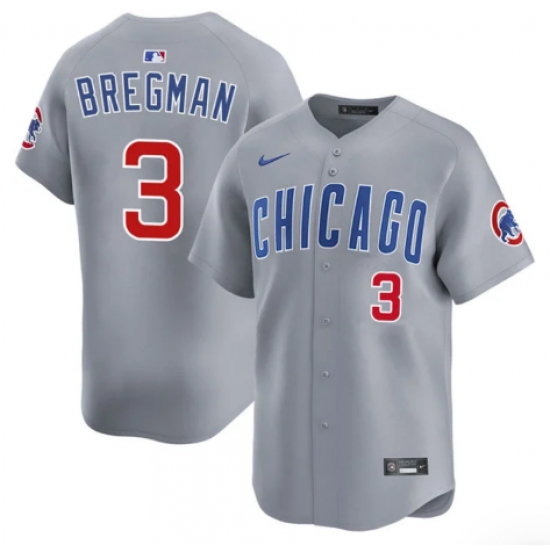 Men's Chicago Cubs #3 Alex Bregman Gray 2026 Limited Stitched Baseball Jersey - Ujersey