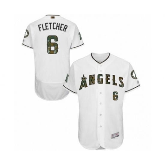 Men's Los Angeles Angels of Anaheim #6 David Fletcher Authentic White 2016 Memorial Day Fashion Flex Base Baseball Player Jersey - Ujersey