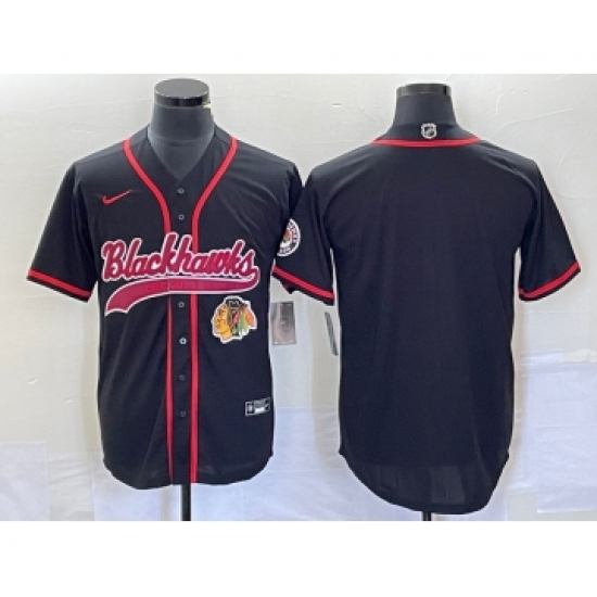 Men's Nike Chicago Blackhawks Blank Black Cool Base Stitched Baseball Jersey - Ujersey