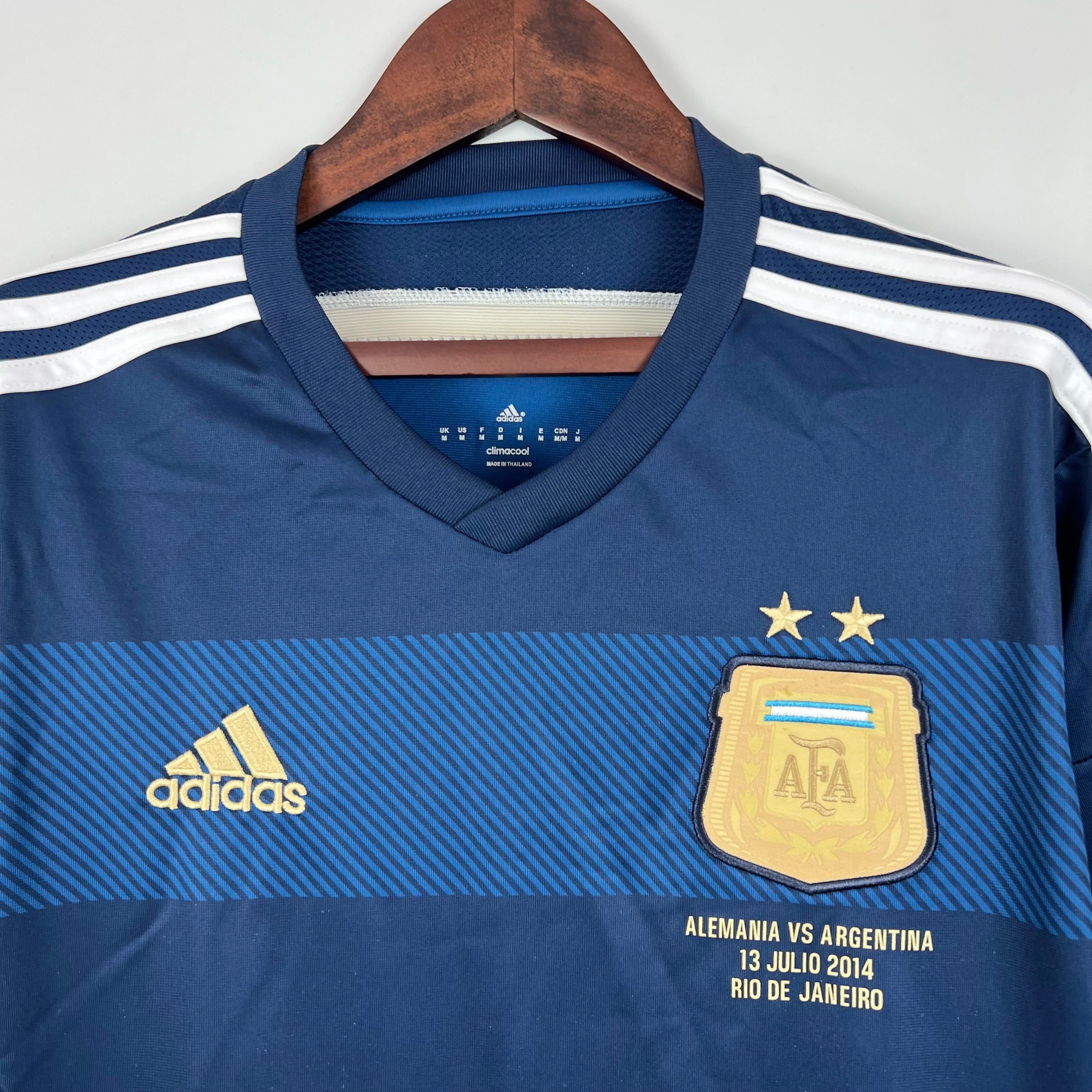Argentina Retro Jersey Custom Away Long Sleeve Football Jersey 2014 - Ujersey NHL