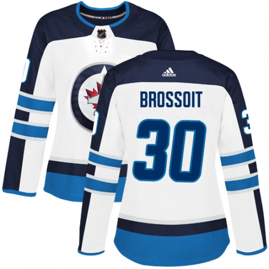 Women's Adidas Winnipeg Jets #30 Laurent Brossoit Authentic White Away NHL Jersey - Ujersey