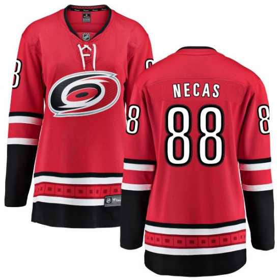 Women's Carolina Hurricanes #88 Martin Necas Authentic Red Home Fanatics Branded Breakaway NHL Jersey - Ujersey