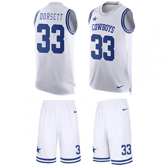 Men's Nike Dallas Cowboys #33 Tony Dorsett Limited White Tank Top Suit NFL Jersey - Ujersey