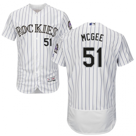 Men's Majestic Colorado Rockies #51 Jake McGee White Home Flex Base Authentic Collection MLB Jersey - Ujersey