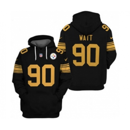 Men's Pittsburgh Steelers #90 T.J. Watt 2021 Black Pullover Football Hoodie - Ujersey