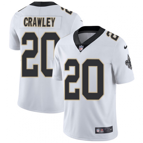 Men's Nike New Orleans Saints #20 Ken Crawley White Vapor Untouchable Limited Player NFL Jersey - Ujersey