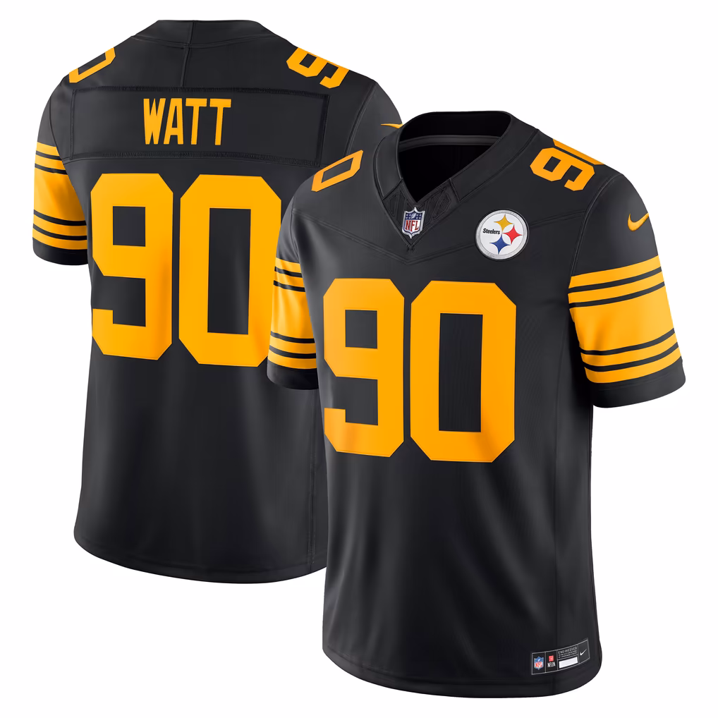 Men's Pittsburgh Steelers T.J. Watt Nike Black Alternate Vapor F.U.S.E. Stitched Limited Jersey - SUjersey01