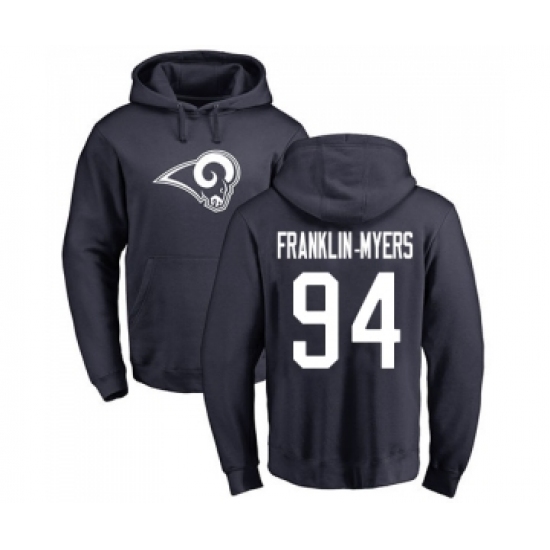 Football Los Angeles Rams #94 John Franklin-Myers Navy Blue Name & Number Logo Pullover Hoodie - Ujersey