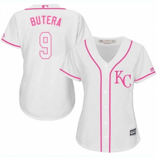 Women's Majestic Kansas City Royals #9 Drew Butera Replica White Fashion Cool Base MLB Jersey - Ujersey
