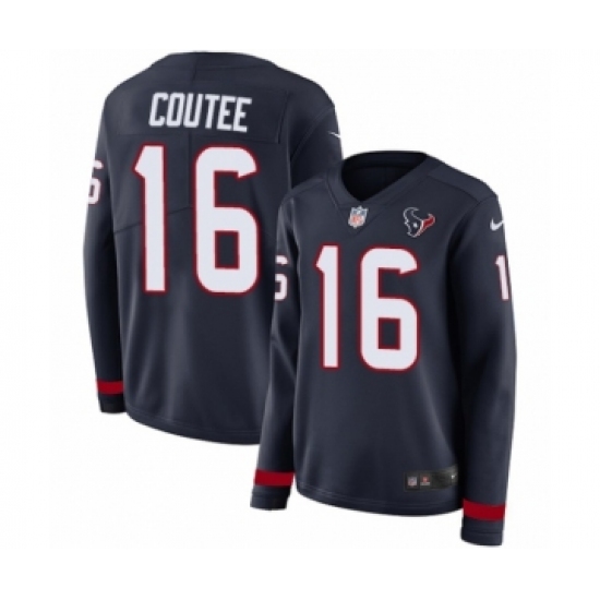 Women's Nike Houston Texans #16 Keke Coutee Limited Navy Blue Therma Long Sleeve NFL Jersey - Ujersey