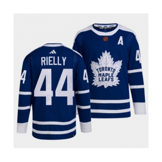 Men's Toronto Maple Leafs Black #44 Morgan Rielly Blue 2022 Reverse Retro Stitched Jersey - Ujersey