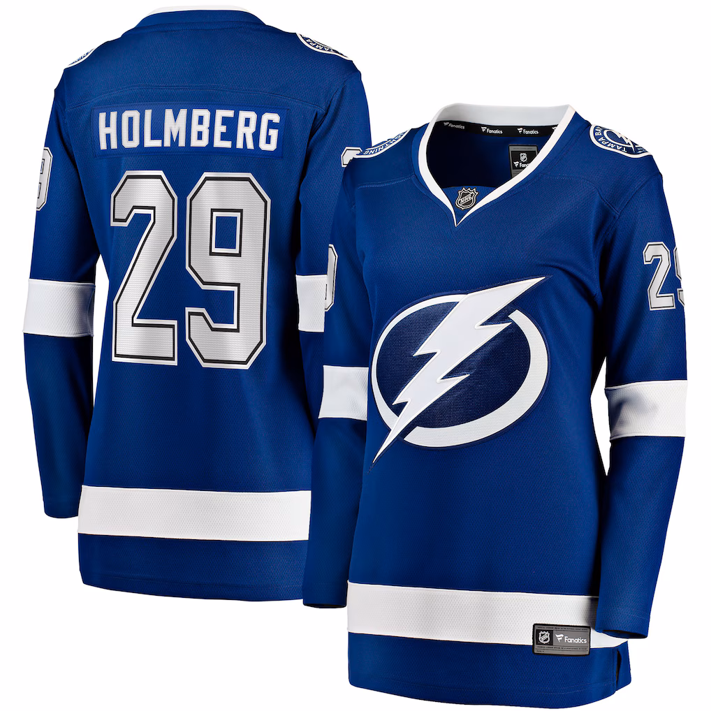 Women's Tampa Bay Lightning Pontus Holmberg Fanatics Blue Home Breakaway Jersey - Ujersey NHL