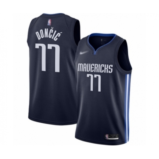 Men's Dallas Mavericks #77 Luka Doncic Authentic Navy Finished Basketball Jersey - Statement Edition - Ujersey