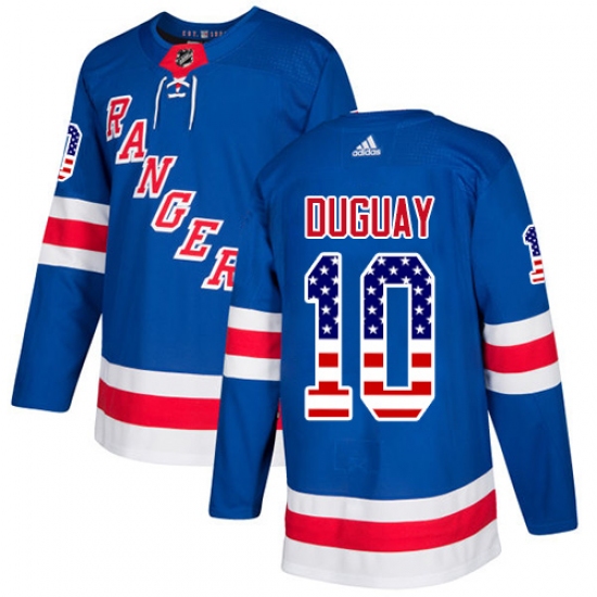 Youth Adidas New York Rangers #10 Ron Duguay Authentic Royal Blue USA Flag Fashion NHL Jersey - Ujersey
