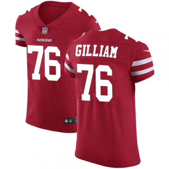 Men's Nike San Francisco 49ers #76 Garry Gilliam Red Team Color Vapor Untouchable Elite Player NFL Jersey - Ujersey