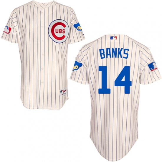 Men's Majestic Chicago Cubs #14 Ernie Banks Authentic Cream 1969 Turn Back The Clock MLB Jersey - Ujersey