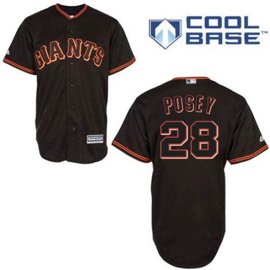 Men's Majestic San Francisco Giants #28 Buster Posey Replica Black New Cool Base MLB Jersey - Ujersey