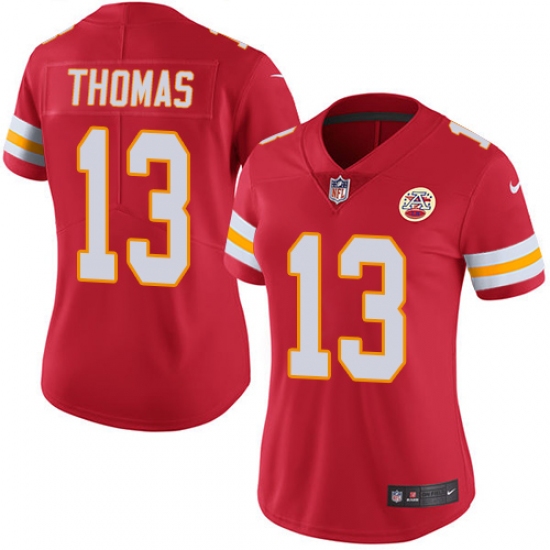 Women's Nike Kansas City Chiefs #13 De'Anthony Thomas Red Team Color Vapor Untouchable Limited Player NFL Jersey - Ujersey