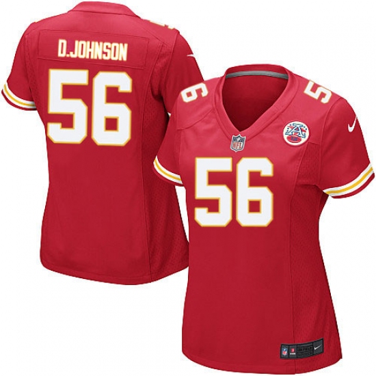 Women's Nike Kansas City Chiefs #56 Derrick Johnson Game Red Team Color NFL Jersey - Ujersey