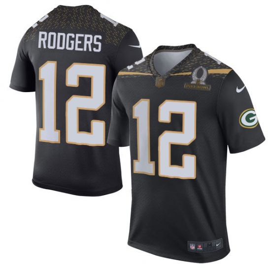 Men's Nike Green Bay Packers #12 Aaron Rodgers Elite Black Team Irvin 2016 Pro Bowl NFL Jersey - Ujersey