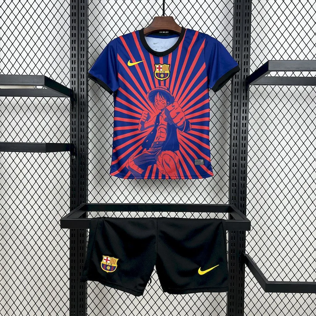 Barcelona One Piece Special Edition Soccer Kids Kit Jersey+Shorts 2025/26 - U-jersey