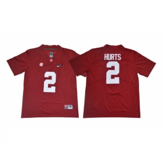 Alabama Crimson Tide 2 Jalen Hurts Red Diamond Logo College Football Jersey - Ujersey