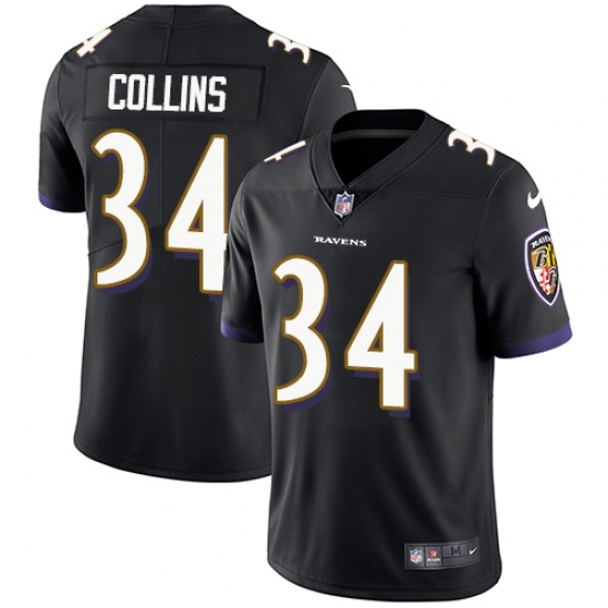 Men's Nike Baltimore Ravens #34 Alex Collins Black Alternate Vapor Untouchable Limited Player NFL Jersey - Ujersey