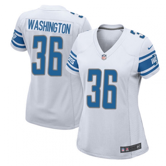 Women's Nike Detroit Lions #36 Dwayne Washington Game White NFL Jersey - Ujersey