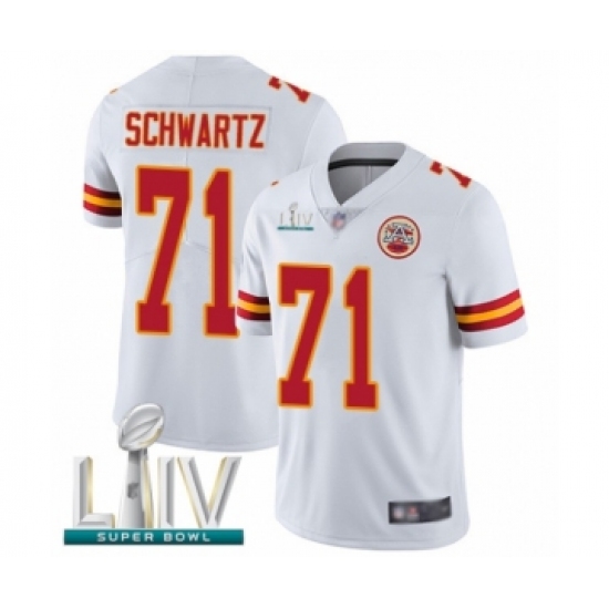 Men's Kansas City Chiefs #71 Mitchell Schwartz White Vapor Untouchable Limited Player Super Bowl LIV Bound Football Jersey - Ujersey