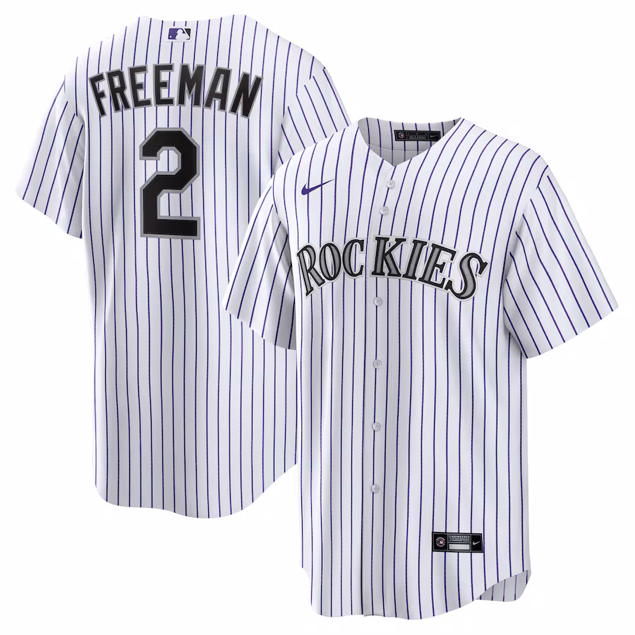 Youth Colorado Rockies Tyler Freeman Nike White Home Replica Jersey - Ujersey