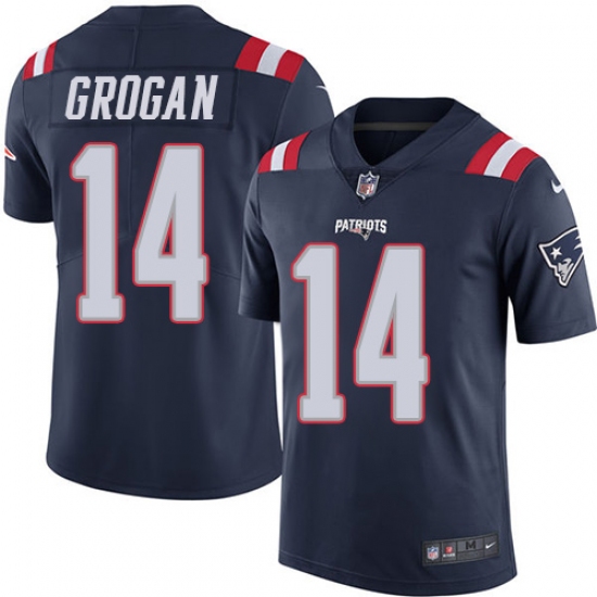 Youth Nike New England Patriots #14 Steve Grogan Limited Navy Blue Rush Vapor Untouchable NFL Jersey - Ujersey