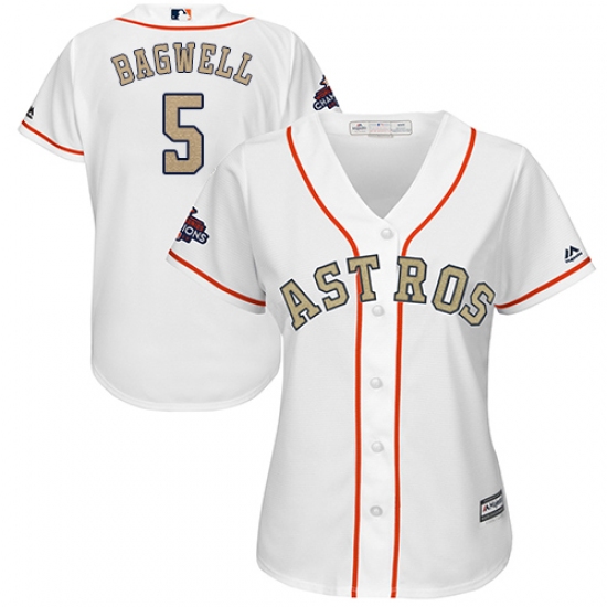 Women's Majestic Houston Astros #5 Jeff Bagwell Authentic White 2018 Gold Program Cool Base MLB Jersey - Ujersey