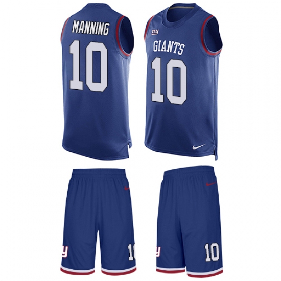 Men's Nike New York Giants #10 Eli Manning Limited Royal Blue Tank Top Suit NFL Jersey - Ujersey