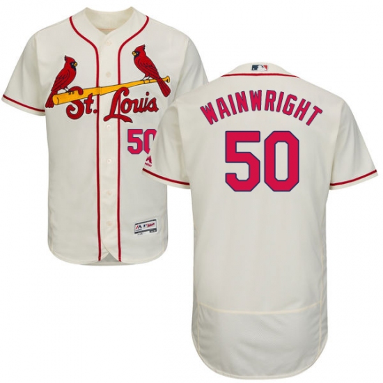 Men's Majestic St. Louis Cardinals #50 Adam Wainwright Cream Alternate Flex Base Authentic Collection MLB Jersey - Ujersey