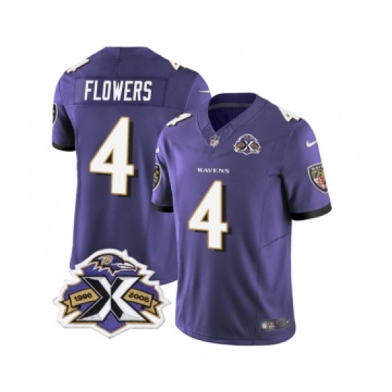 Men's Nike Baltimore Ravens #4 Zay Flowers Purple 2023 F.U.S.E Throwback Vapor Limited Stitched Jersey - Ujersey
