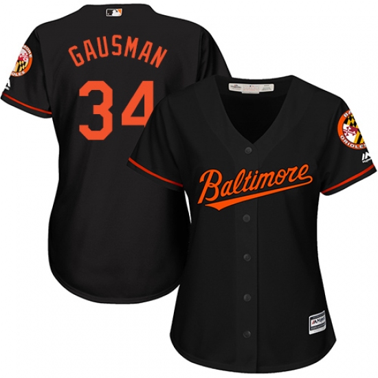Women's Majestic Baltimore Orioles #34 Kevin Gausman Authentic Black Alternate Cool Base MLB Jersey - Ujersey